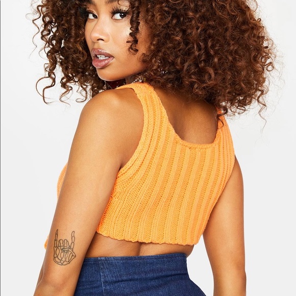Orange Knit Crop Top - Picture 4 of 4